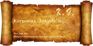 Korponai István névjegykártya